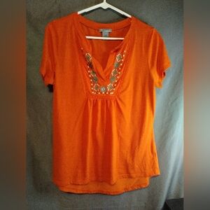 New Direction Bohomenian Style Embroidered Trim Women's Top